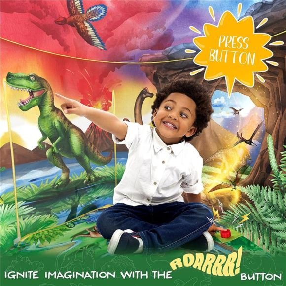 Dinosaur Discovery Kids Tent w Roar Button Dinosaur Tent, Pop Up Tent for Kids - Picture 2 of 5